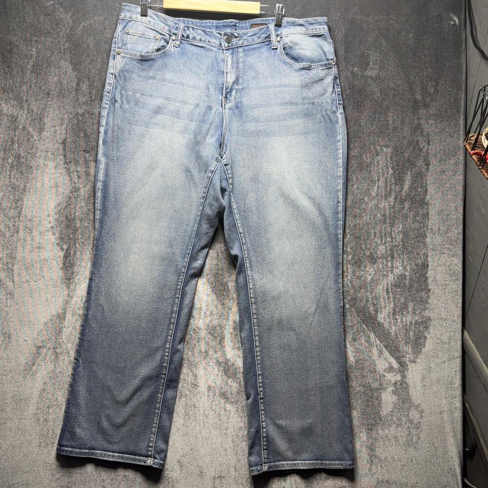 Earl Jean Slim Bootcut Jeans Womens 20 High Rise Embroidered Light Wash Denim